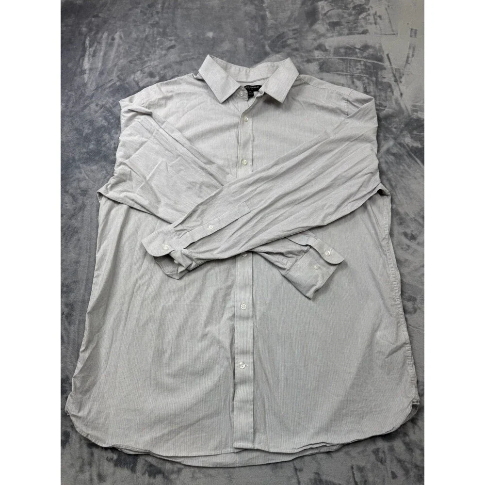 Banana Republic Mens Button Up Shirt Slim Fit Size XXL 2XL White Stripped